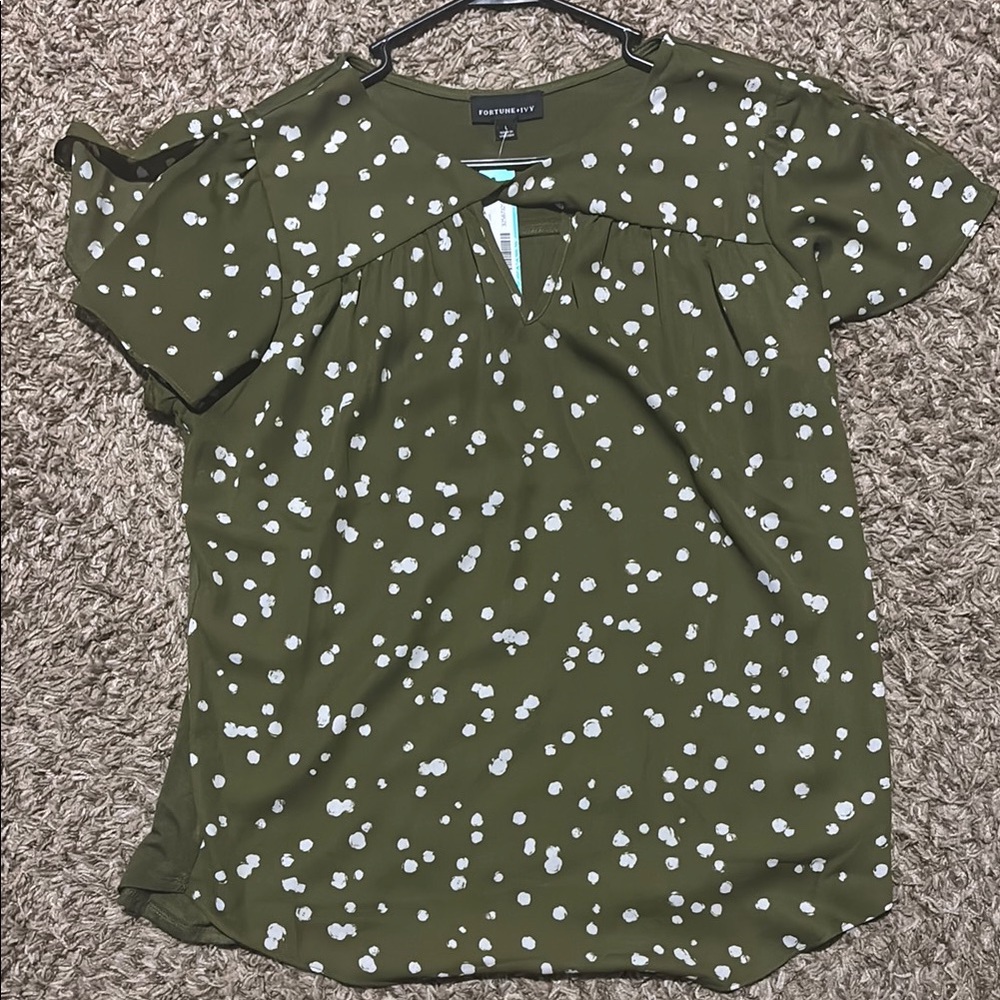 Green Cut Out Blouse with Unique Design